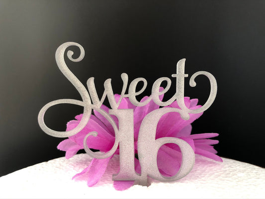 Sweet 16 Cake Topper  |  Sweet Sixteen Cake Topper  |  Sweet 16 Party Decor  |  Cupcake Topper  |  Birthday Girl