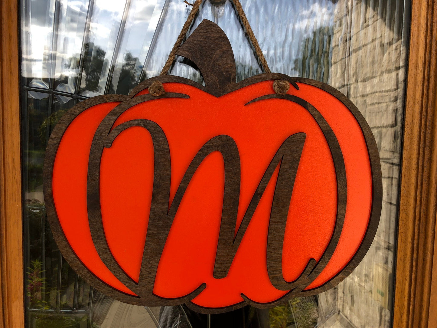 Pumpkin Shaped Monogram Door Hanger