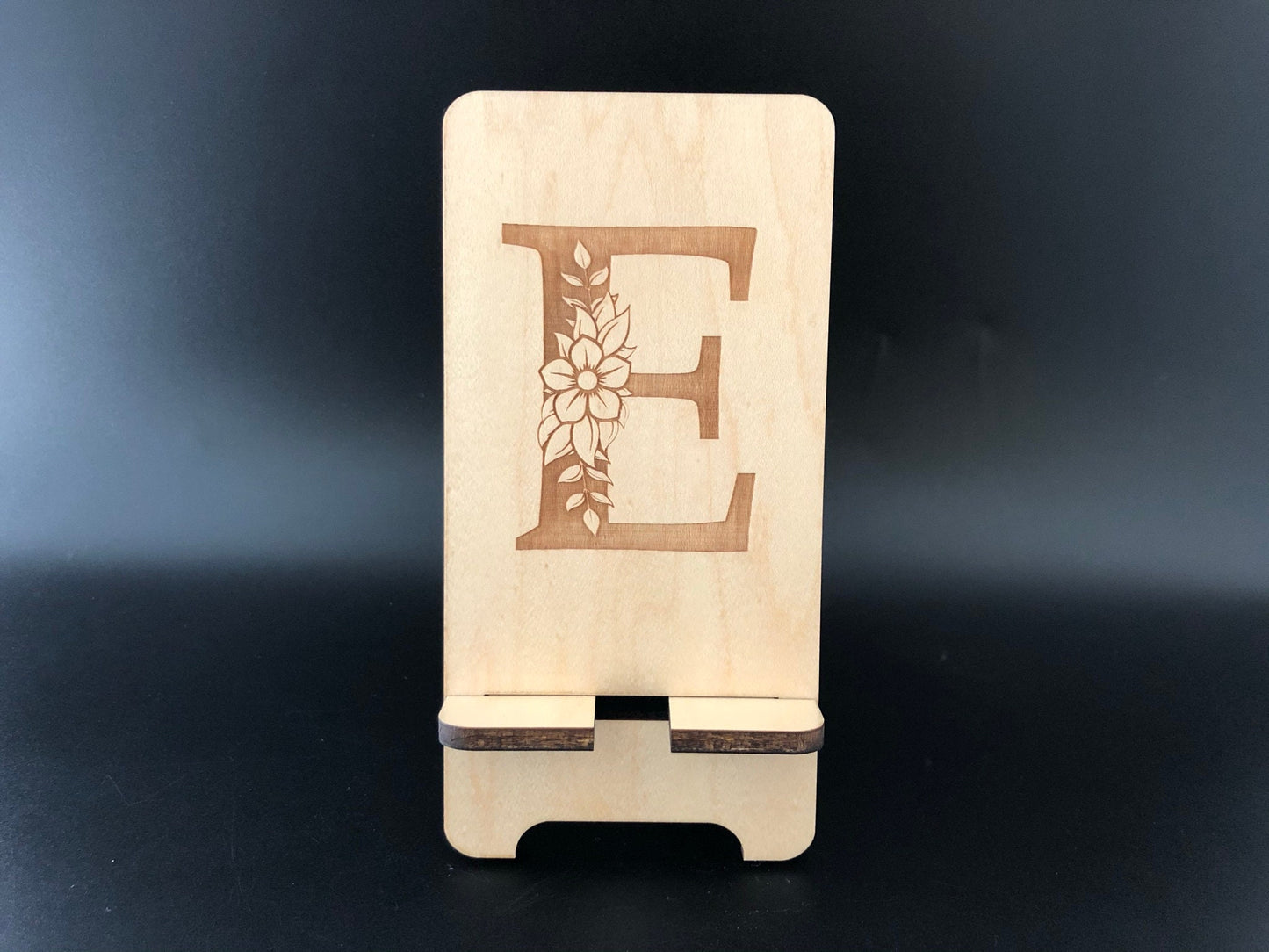 Floral Initial Wooden Phone Stand