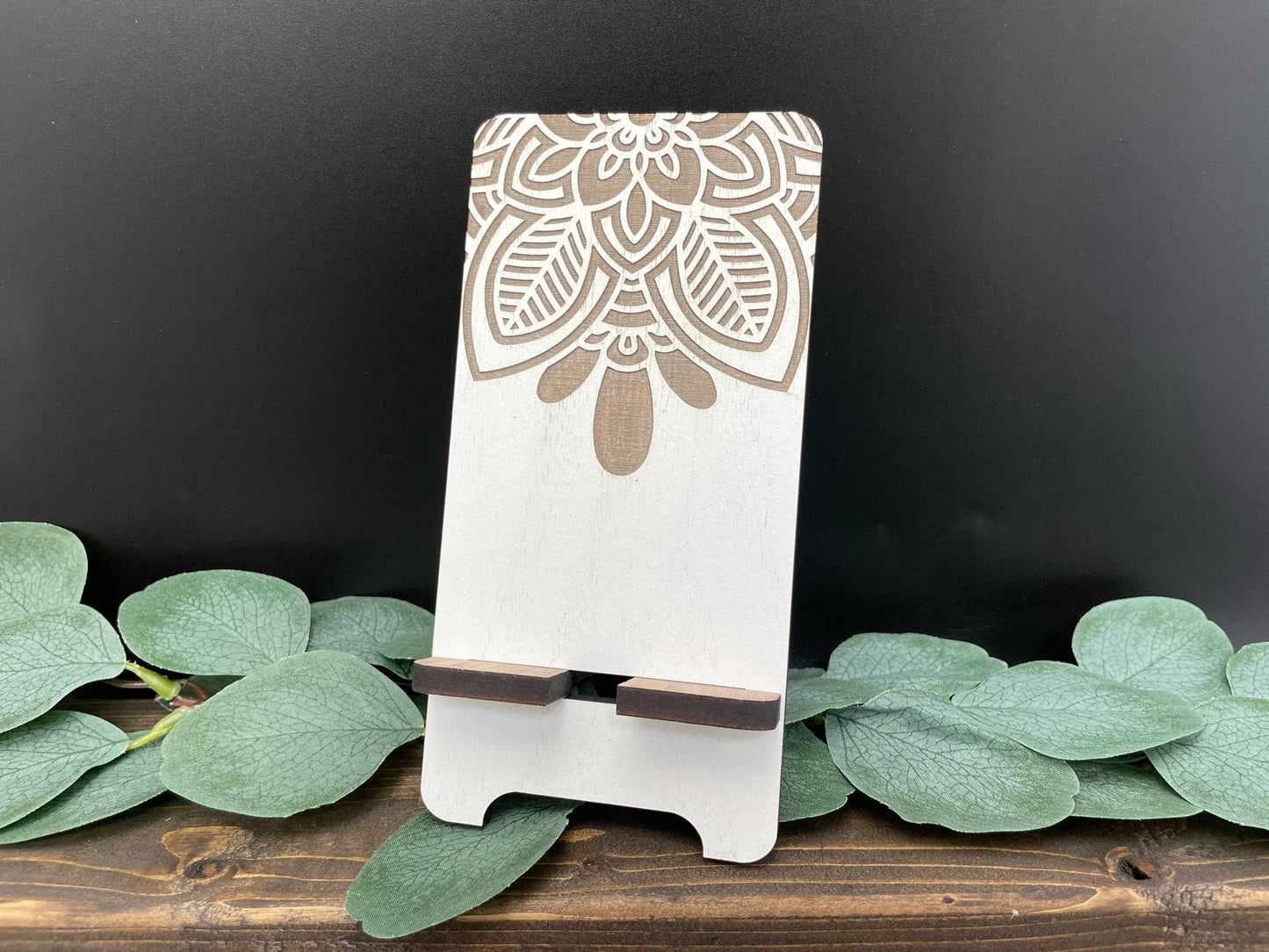 Mandala Top Wooden Phone Stand
