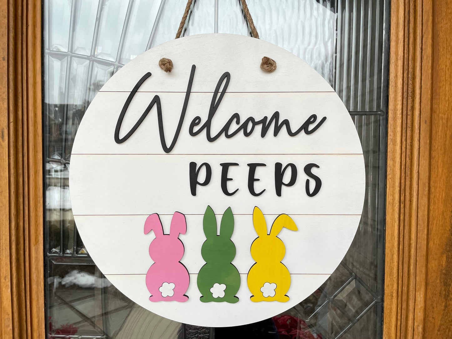 Welcome Peeps 3D Door Hanger