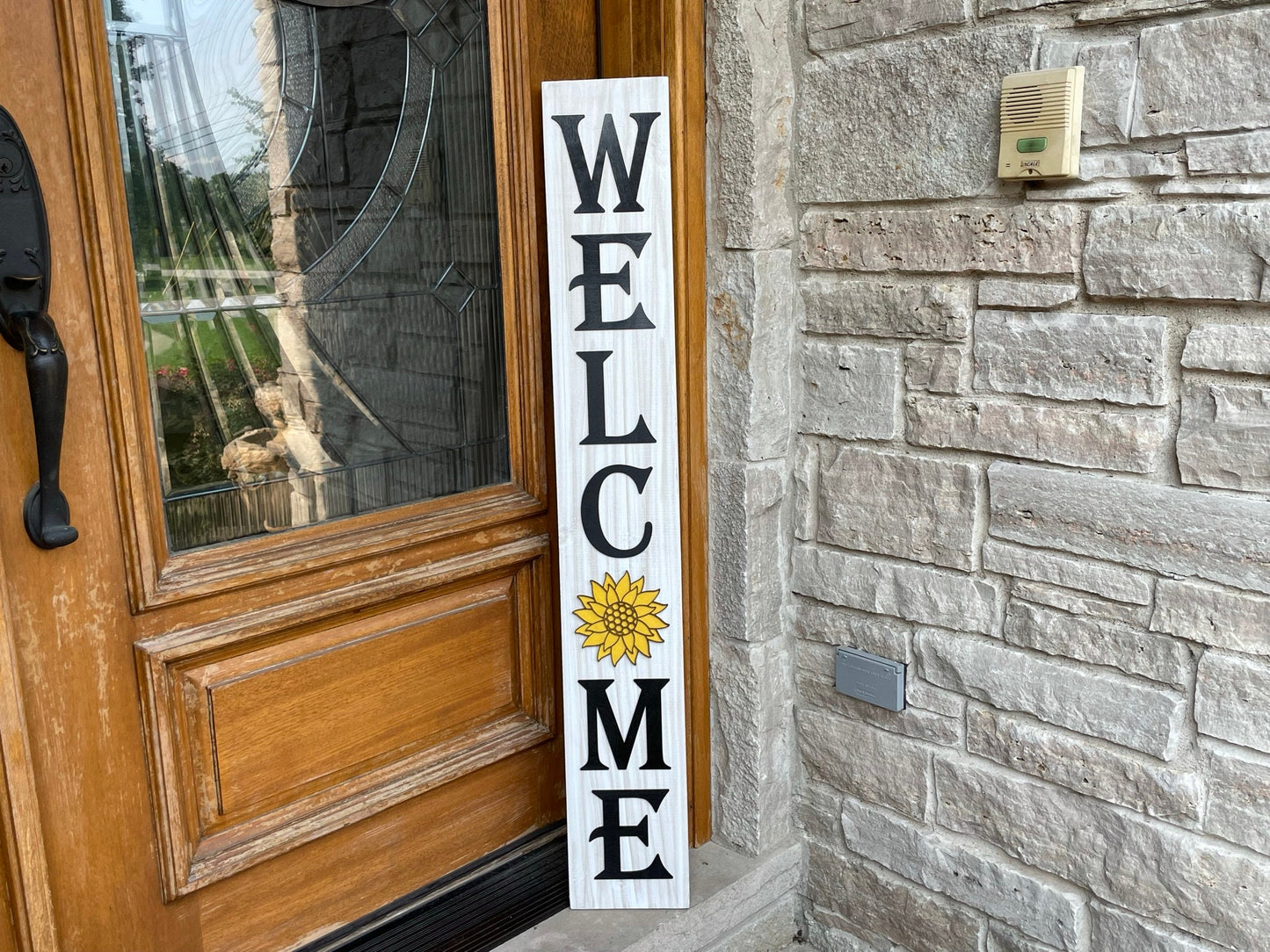 Farmhouse Welcome Porch Sign with Sunflower