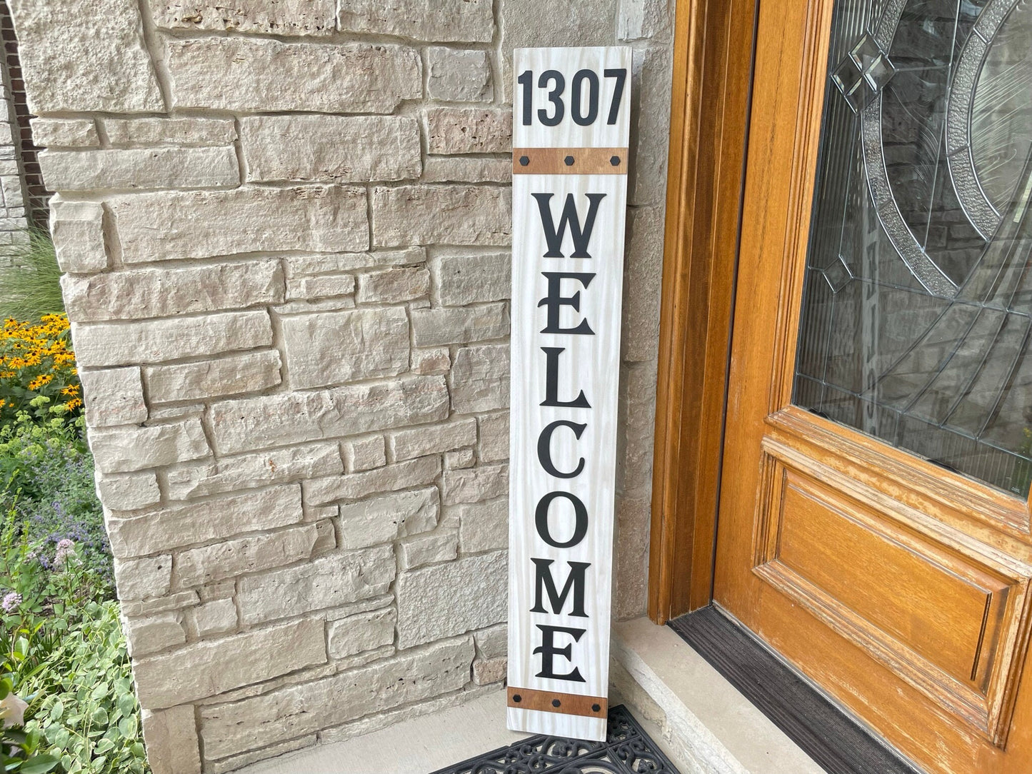 Barrel Style Porch Sign with Optional Address Number