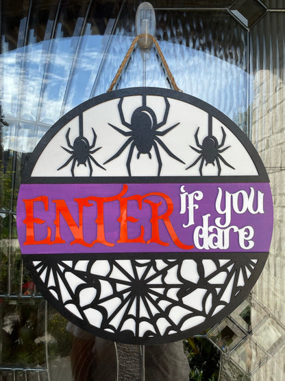 Spider with Web Halloween Sign