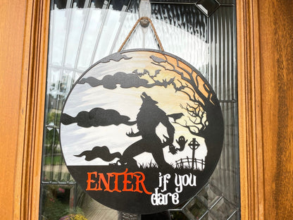 Werewolf Layered Door Sign