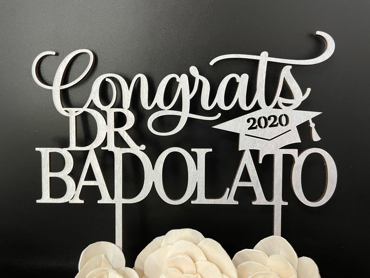 Graduation Cake Topper with Personalized Name  |  Graduate  |  Cake Topper for New Doctor